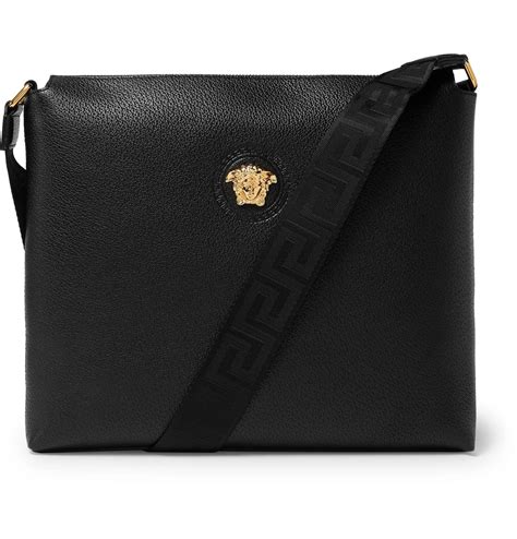 versace black logo messenger bag fit|versace crossbody bag men's.